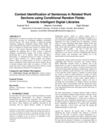 Context identification of sentences in related work sections using a conditional random field: towards intelligent digital libraries