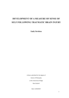Development of a measure of sense of self following traumatic brain injury