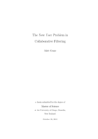 The New User Problem in Collaborative Filtering