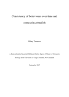 Consistency of behaviours over time and context in zebrafish