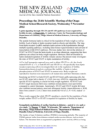 Proceedings of the 215th Otago Medical School Research Society Meeting -  Masters/Honours Student Speaker Awards; 7 Nov 2012