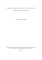The Effect of African Growth and Opportunity Act (AGOA) on Exports of Eligible Countries: Panel Data Evidence