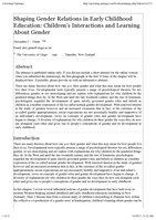 Shaping gender relations in early childhood education: Children's interactions and learning about gender
