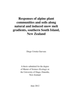 Responses of alpine plant communities and soils along natural and induced snow melt gradients, southern South Island, New Zealand