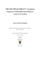 Do you speak Indian?  The bullying experiences of Indian high school students in Aotearoa New Zealand