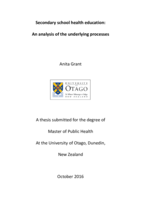 Secondary school health education: An analysis of the underlying processes