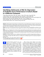 Identifying adolescents at risk for depression: a prediction score performance in cohorts based in 3 different continents