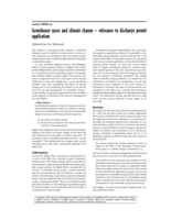 Greenhouse Gases and Climate Change: Relevance to Discharge Permit Applications