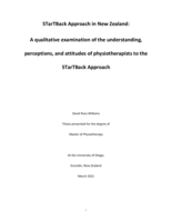 STarTBack Approach in New Zealand: A qualitative examination of the understanding, perceptions, and attitudes of physiotherapists to the STarTBack Approach