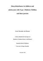 Sleep disturbance in children and adolescents with Type 1 Diabetes Mellitus and their parents