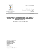 Efficiency Aspects of Government Secondary School Finances in New South Wales: Results from a Two-Stage Double-Bootstrap DEA at the School Level