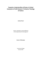 Towards a living sacrifice of praise: A critical evaluation of Colin Gunton's Trinitarian theology of culture