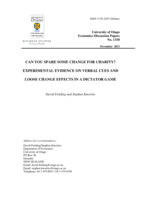 Can You Spare Some Change For Charity? Experimental Evidence On Verbal Cues And Loose Change Effects In A Dictator Game