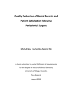Quality Evaluation of Dental Records and Patient Satisfaction following Periodontal Surgery