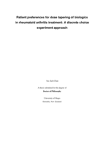 Patient preferences for dose tapering of biologics in rheumatoid arthritis treatment: A discrete choice experiment approach