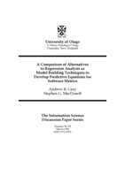 A comparison of alternatives to regression analysis as model building techniques to develop predictive equations for software metrics