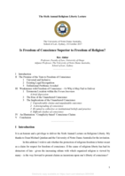 Is Freedom of Conscience Superior to Freedom of Religion?