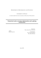 Numerical scalar curvature deformation and a gluing construction
