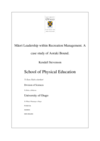 Maori Leadership within Recreation Management. A case study of Aoraki Bound.