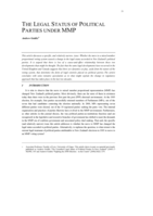 The Legal Status of Political Parties Under MMP