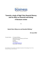 Towards a study of Ngāi Tahu financial literacy and its effect on financial well-being: A literature review