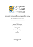 Local field potential recordings in rat anterior cingulate cortex, anterior insula and ventral tegmental area during fatigue induced by voluntary effort exertion tasks
