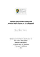 Dabigatran etexilate dosing and monitoring in Aotearoa New Zealand