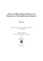 Effect of rewarding stimulus on perceptual motor decision-making