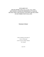 Dynamics of grand skink (Oligosoma grande, Gray 1945) metapopulations in indigenous tussock grasslands and exotic pasture grasslands in southern New Zealand