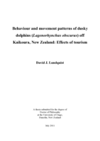 Behaviour and Movement Patterns of Dusky Dolphins (Lagenorhynchus obscurus) off Kaikoura, New Zealand: Effects of Tourism