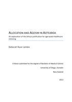 Allocation and Ageism in Aotearoa: An exploration of the ethical justification for age-based healthcare rationing