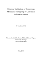 External Validation of Consensus Molecular Subtyping of Colorectal Adenocarcinoma