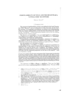 Indefeasibility of Title and the Registrar's Unwelcome s81 Powers