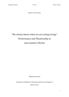 "We always know when we are acting wong": Performance and Theatricality in Jane Austen's Works