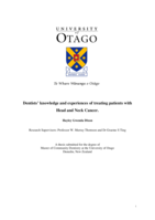 Dentists’ knowledge and experiences of treating patients with Head and Neck Cancer.
