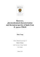 Recovery, physicochemical characterization and thermal properties of lipids from R. opacus PD630