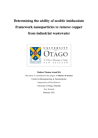Determining the ability of zeolitic imidazolate framework nanoparticles to remove copper from industrial wastewater