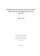Performance Measurement Systems: National Sport Organisation Perspectives in New Zealand