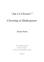 "Am I a Clowne?": Clowning in Shakespeare