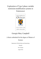 Exploration of Type I phase-variable restriction-modification systems in Enterococci