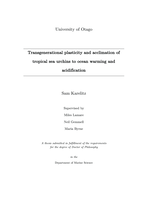 Transgenerational plasticity and acclimation of tropical sea urchins to ocean warming and acidification