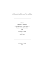 A Defence of the Relevance View in Ethics