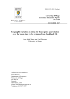 Geographic variation in intra-city house price appreciation  over the boom-bust cycle: evidence from Auckland, NZ