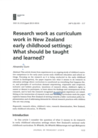 Research work as curriculum work in NZ early childhood settings: What should be taught and learned?