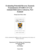 Evaluating Potential Reverse Zoonosis Transmission of SARS-CoV-2 in Animals Relevant to Aotearoa, New Zealand