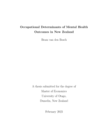 Occupational Determinants of Mental Health Outcomes in New Zealand