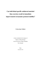 Can individual-specific unilateral matched bias exercises result in immediate improvements in dynamic postural stability?