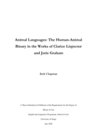 Animal Languages: The Human-Animal Binary in the Works of Clarice Lispector and Jorie Graham