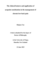 The clinical features and application of acupoint sensitization in the management of chronic low back pain