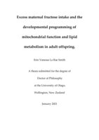 Excess maternal fructose intake and the developmental programming of mitochondrial function and lipid metabolism in adult offspring
